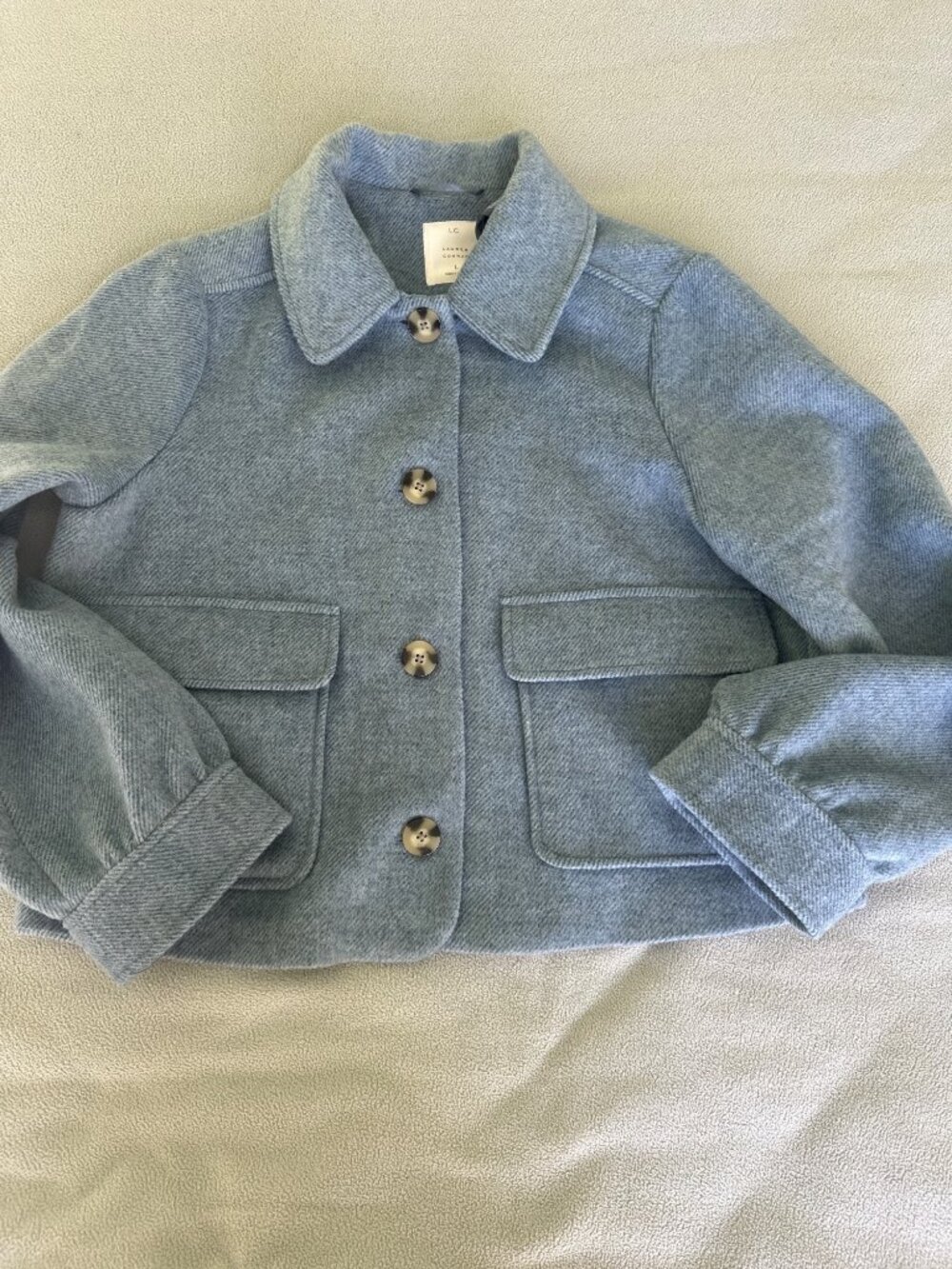 C Lauren Conrad Jacket Shacket Women Large Textured Soft Short Wool Blend Button